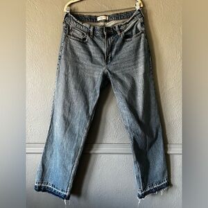 Abercrombie & Fitch The Baggy Low Rise Wide Leg Jeans Raw Hem 30/10